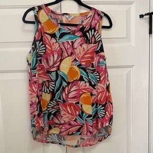 Crown Vibrant Floral Tank Top - Pink, Orange, Black